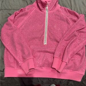 Queen of Sparkles Pink Women's 1/2 Zip Pullover with Rhinestone Detail